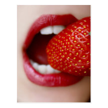 Nature's Candy - Woman Eating Strawberry Postcard