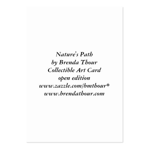 Natures Path Cardinal Art Card Business Card Template (back side)
