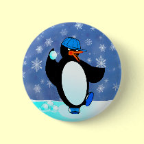 Naughty baseball penguin buttons