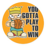 Naughty Boy Basket Ball Round Stickers