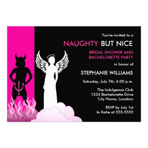 Naughty But Nice Bachelorette Party Invitation (front side)