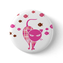Naughty Cat Pinback Button