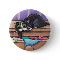 Naughty Cat Button by LisaMarieArt Naughty Cat Button