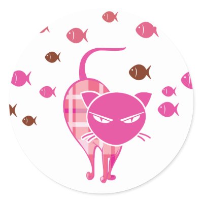 Naughty Cat Round Stickers