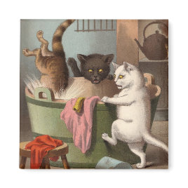 Naughty Cats - Washday Fridge Magnet magnet