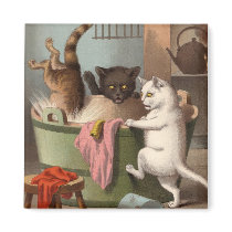 Naughty Cats - Washday Fridge Magnet by lodgehouse Naughty Cats - Washday Fridge Magnet