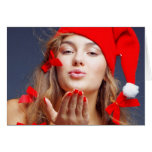 Naughty Christmas Card Sexy Girl In Santa Hat