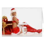 Naughty Christmas Card Sexy Girl In Santa Hat