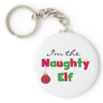 Naughty Elf T-shirts and Gifts Keychain