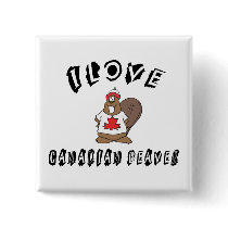 Naughty I Love Canadian Beaver Buttons