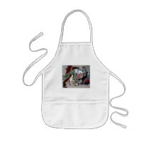 naughty kittens cats playing with yarn antique art apron