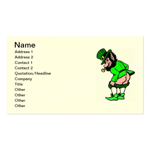 Naughty Leprechaun Business Card (front side)