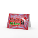Naughty Nice Christmas Text Design Greeting Cards