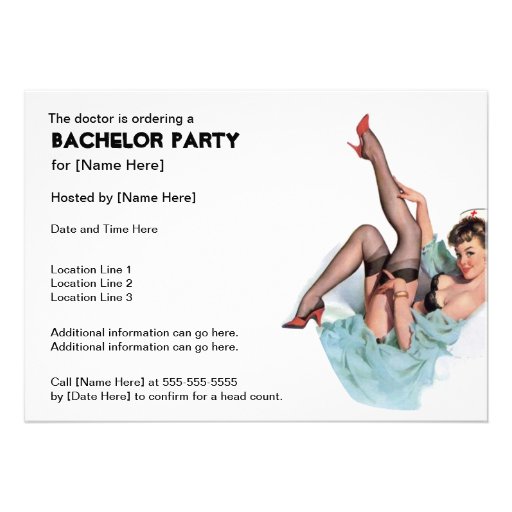 Naughty Nurse Bachelor Party Invites