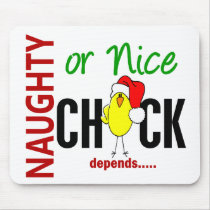 Naughty or Nice Chick (Santa Hat) mousepads by chicktees Naughty or Nice Chick (Santa Hat) mousepads