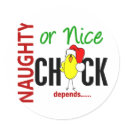 Naughty or Nice Chick (Santa Hat) stickers by chicktees Naughty or Nice Chick (Santa Hat) stickers
