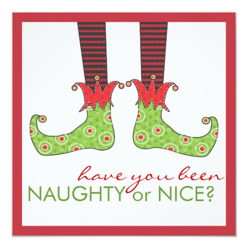 Naughty or Nice Elf Feet Holiday Christmas Party Invitation Zazzle