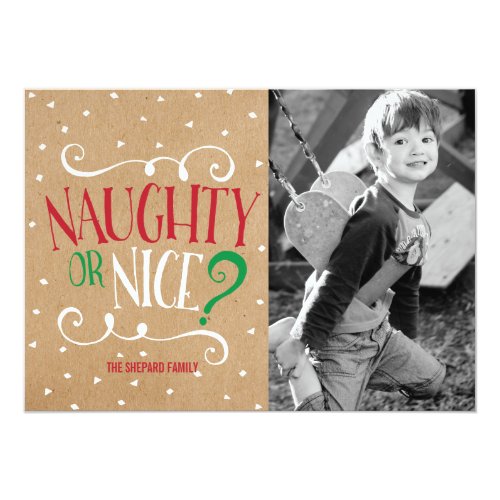 Naughty or Nice Kraft Christmas 5x7 Paper Invitation Card