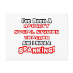 Naughty Soc. Studies Teacher...Need a Spanking Post Cards