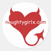 Naughtygirlx.com - Horny Logo Heart Round Sticker