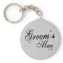 Naughy Grunge Script - Groom's Man Black Keychain