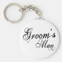 Naughy Grunge Script - Groom's Man Black Keychains
