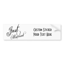Naughy Grunge Script - Just Married Black Bumper Stickers