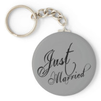 Naughy Grunge Script - Just Married Black Key Chain