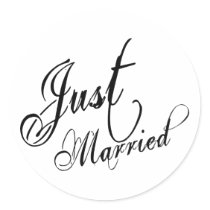 Naughy Grunge Script - Just Married Black Stickers