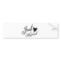 Naughy Grunge Script - Just Married Heart Black Bumper Stickers