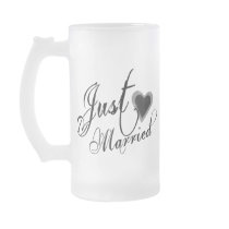 Naughy Grunge Script - Just Married Heart Black Mug