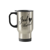 Naughy Grunge Script - Just Married Heart Black Mugs