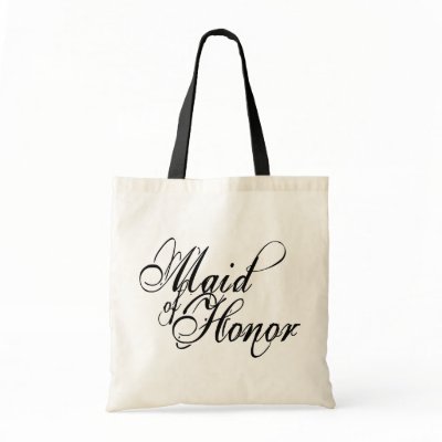 Naughy Grunge Script - Maid Of Honor Black Canvas Bags