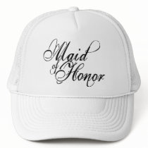 Naughy Grunge Script - Maid Of Honor Black Trucker Hats