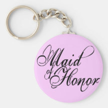 Naughy Grunge Script - Maid Of Honor Black Keychains
