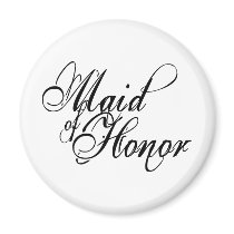 Naughy Grunge Script - Maid Of Honor Black Fridge Magnets