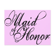 Naughy Grunge Script - Maid Of Honor Black Postcards