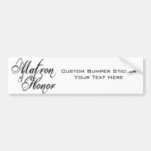 Naughy Grunge Script - Matron Of Honor Black Bumper Sticker