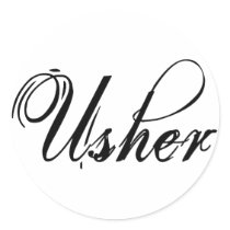 Naughy Grunge Script - Usher Black Round Stickers