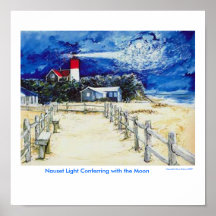 Nauset Light Conferring with the Moon Print