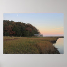 Nauset Marsh Autumn Moon Poster
