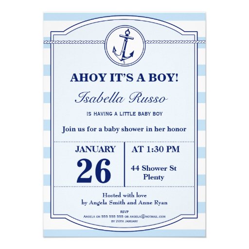 Ahoy It39;s A Boy Baby Shower Invitation 11 Cm X 16 Cm Invitation Ahoy It39;s A Boy Baby Shower Invitation 11 Cm X 16 Cm Invitation