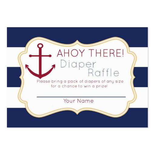 Nautical Ahoy There Diaper Raffle Ticket Business Cards (front side)