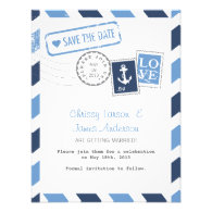 Nautical Airmail Card Save the Date Invitation
