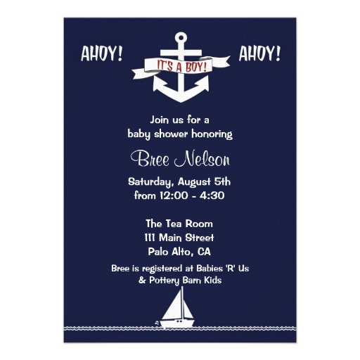 Nautical Anchor Baby Shower : Invitation (front side)