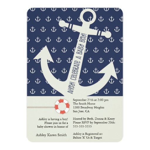Nautical Anchor Baby Shower Invitations (front side)