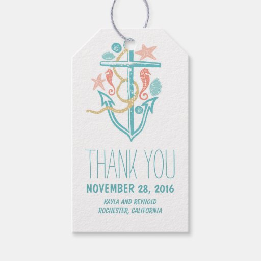 Nautical Anchor Beach Wedding Gift Tags Zazzle