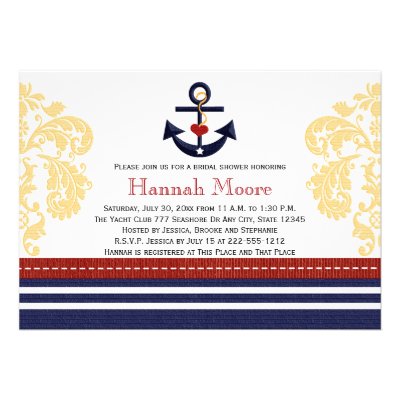 Nautical Anchor Bridal Shower Invitations