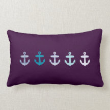 Nautical Anchor Design - Blue / Purple Pillows