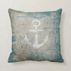 Nautical Anchor Distressed Grunge Throw Pillow